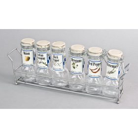 992400 Üveg füszertartó fém állványon